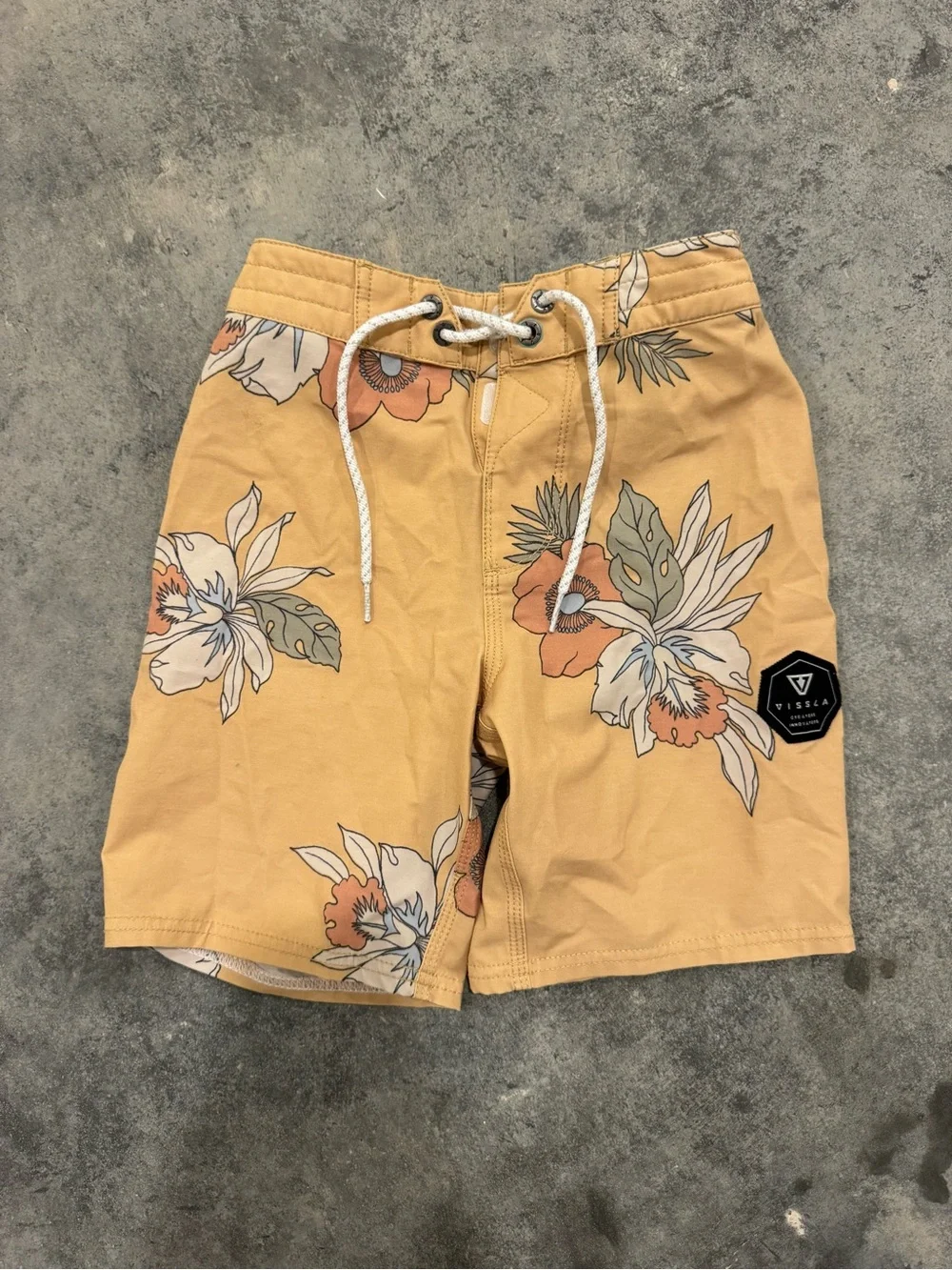 VISSLA Mustard Floral Hybrid Board Shorts